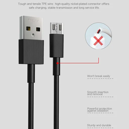 Remax Armor USB/ Micro USB kábel 1m fehér - 2