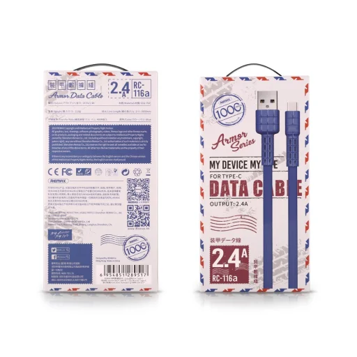 Remax Armor USB/ USB Type-C kábel 5V 2,4A fekete - 5