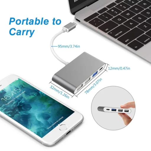 RayCue 4 az 1-ben USB Type C Hub USB 3.0 , MacBook-hoz - 3