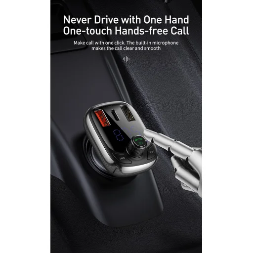 Baseus Bluetooth FM transmitter 2x USB 1x USB type C QC 4.0 fekete (CCTM-B01) - 9