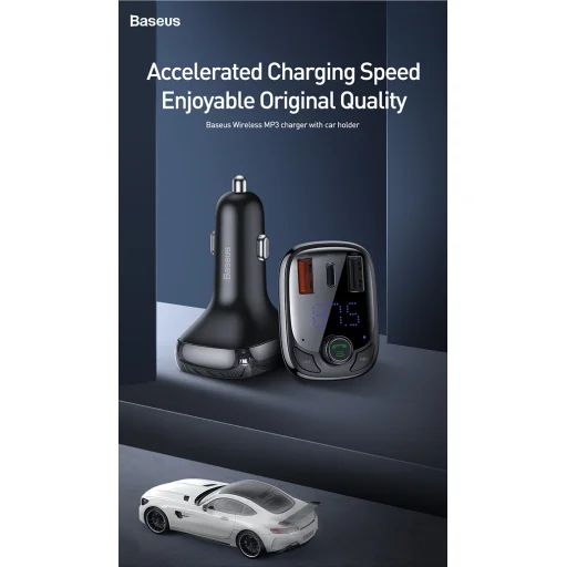 Baseus Bluetooth FM transmitter 2x USB 1x USB type C QC 4.0 fekete (CCTM-B01) - 3