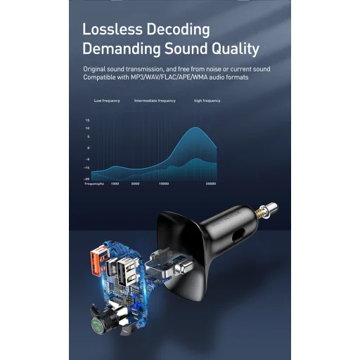 Baseus Bluetooth FM transmitter 2x USB 1x USB type C QC 4.0 fekete (CCTM-B01) - 5