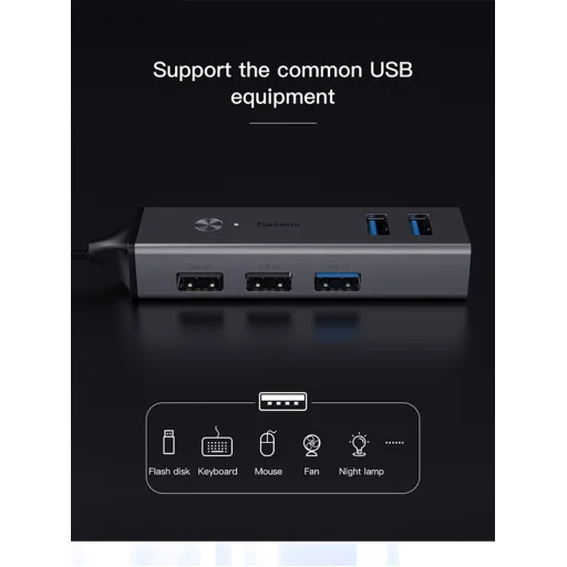 Baseus Cube USB HUB 3xUSB 3.0/3xUSB 2.0 szürke - 6