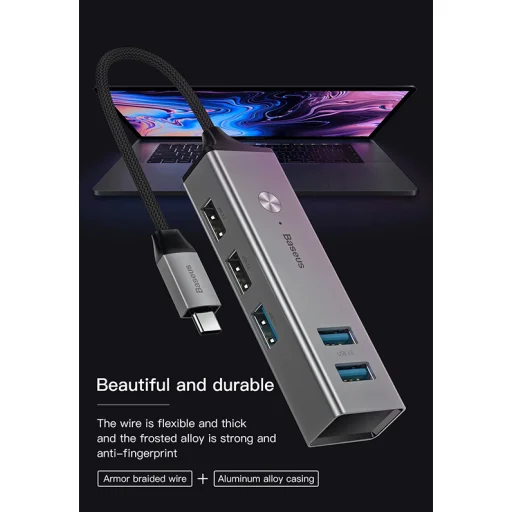 Baseus Cube USB HUB 3xUSB 3.0/3xUSB 2.0 szürke - 9