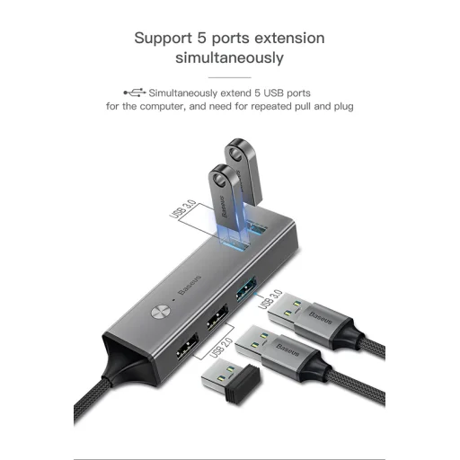 Baseus Cube USB HUB 3xUSB 3.0/3xUSB 2.0 szürke - 10