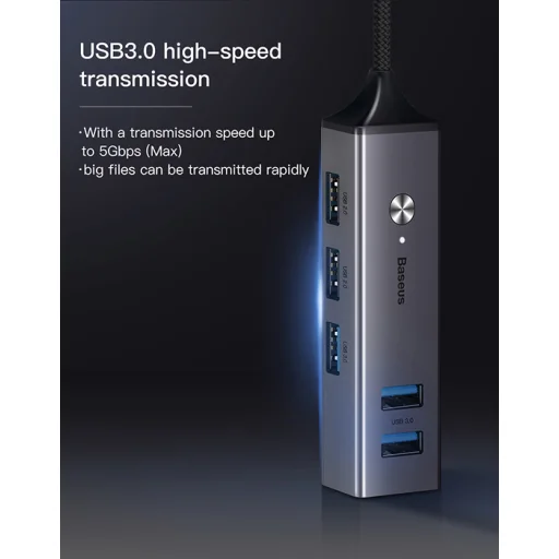Baseus Cube USB HUB 3xUSB 3.0/3xUSB 2.0 szürke - 3