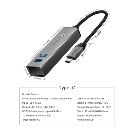 Baseus Cube USB HUB 3xUSB 3.0/3xUSB 2.0 szürke - 15
