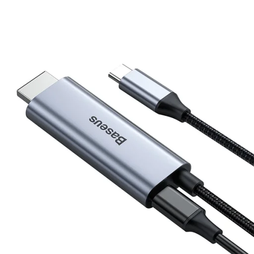 Baseus USB Type-C - 4K HDMI + Type-C PD 60W kábel sötét szürke - 4
