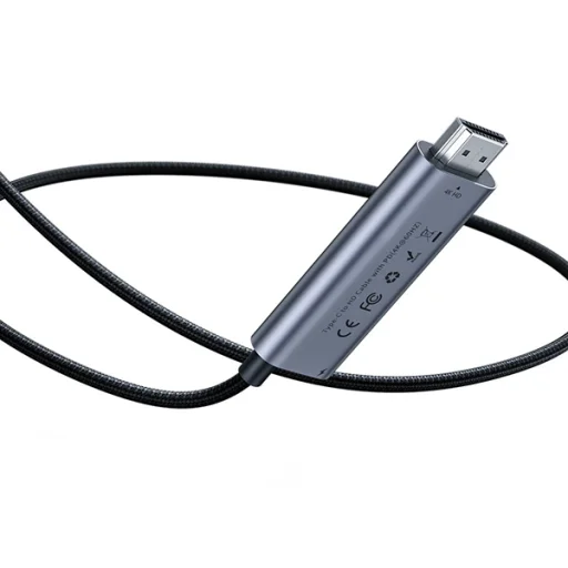 Baseus USB Type-C - 4K HDMI + Type-C PD 60W kábel sötét szürke - 5