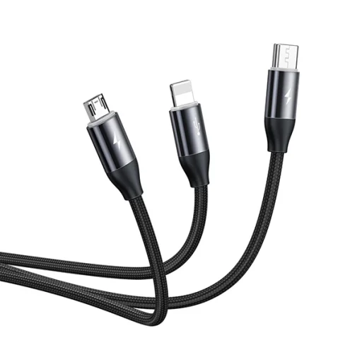 Baseus 3in1 Micro USB/Lightning/ Type-C kábel 1 méter fekete - 3