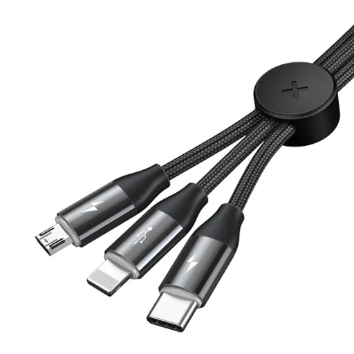 Baseus 3in1 Micro USB/Lightning/ Type-C kábel 1 méter fekete - 4