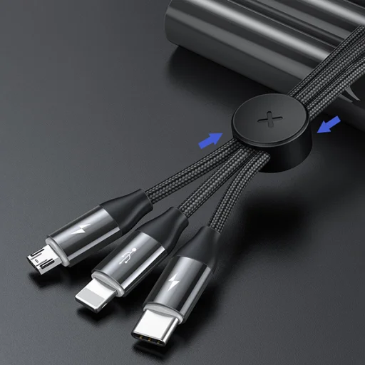 Baseus 3in1 Micro USB/Lightning/ Type-C kábel 1 méter fekete - 8