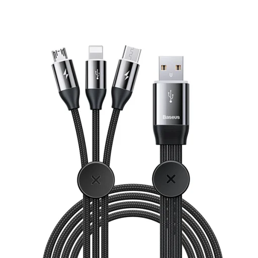 Baseus 3in1 Micro USB/Lightning/ Type-C kábel 1 méter fekete - 1