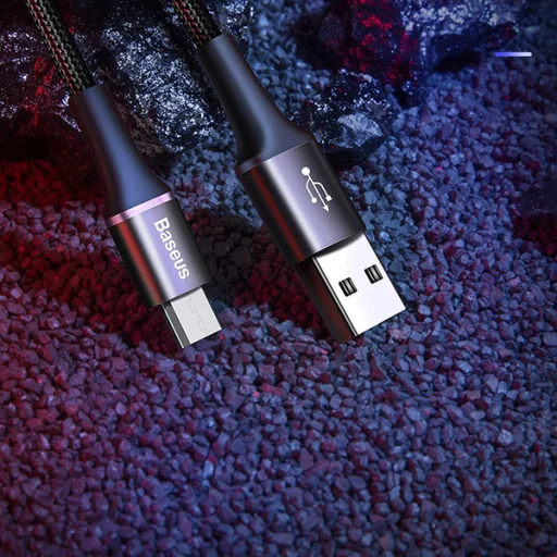 Baseus Halo nylon harisnyázott USB/Micro USB kábel 2A/2m fekete - 4
