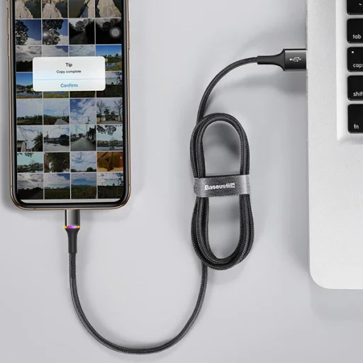 Baseus Halo nylon harisnyázott USB/Micro USB kábel 2A/2m fekete - 5