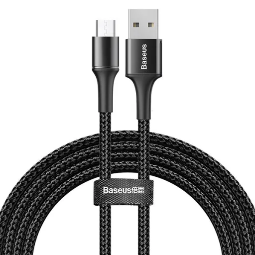 Baseus Halo nylon harisnyázott USB/Micro USB kábel 2A/2m fekete - 1
