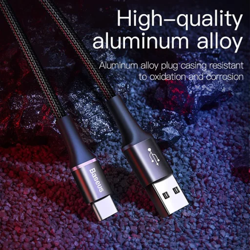 Baseus Halo nylon harisnyázott USB/USB - C kábel 3A/2m fekete - 8