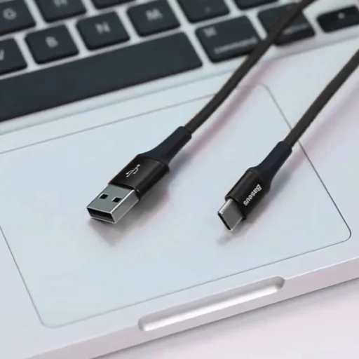 Baseus Halo nylon harisnyázott USB/USB - C kábel 3A/2m fekete - 10