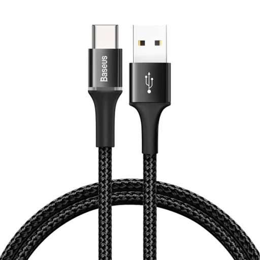 Baseus Halo nylon harisnyázott USB/USB - C kábel 3A/2m fekete - 1