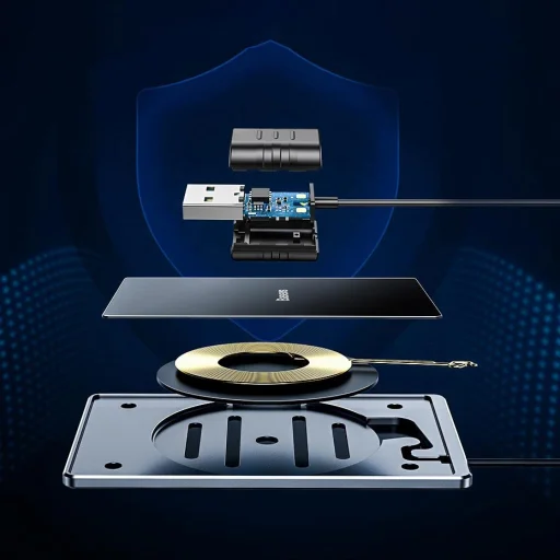 Baseus Ultra-thin vezeték nélküli Qi gyorstöltő 15W 100Cm USB kábellel fekete (WX01B-01) - 11