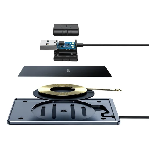 Baseus Ultra-thin vezeték nélküli Qi gyorstöltő 15W 100Cm USB kábellel fekete (WX01B-01) - 4