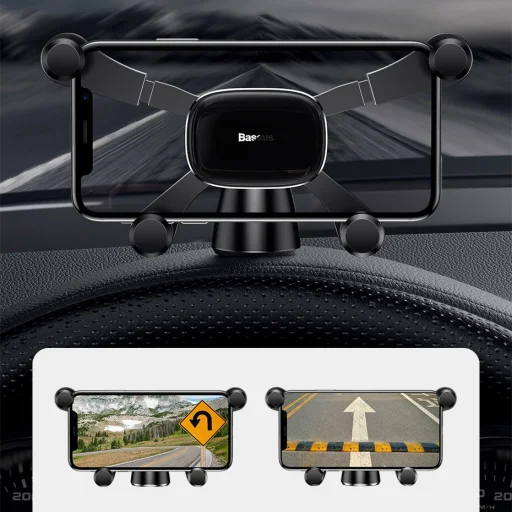 Baseus Gravity vízszintes műszerfalra helyezhető telefontartó fekete - 13