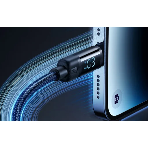 Mcdodo CA-5210 USB-C - Lightning kábel 36W, 1.2m kijelzővel (fekete) - 5