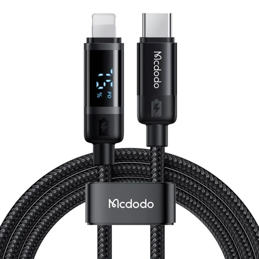 Mcdodo CA-5210 USB-C - Lightning kábel 36W, 1.2m kijelzővel (fekete) - 1