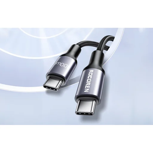 Rocoren USB-C - USB-C Retro Series 3m 100W gyorstöltő kábel (szürke) - 5
