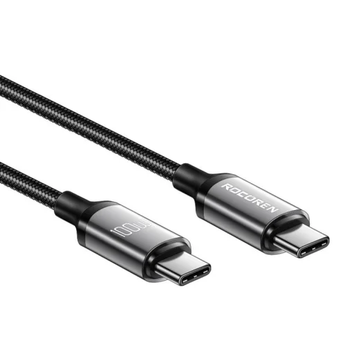 Rocoren USB-C - USB-C Retro Series 3m 100W gyorstöltő kábel (szürke) - 2