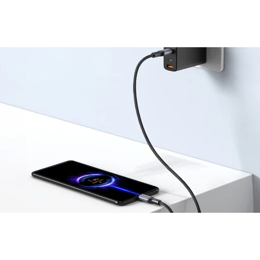 Rocoren USB-C - USB-C Retro Series 3m 100W gyorstöltő kábel (szürke) - 3