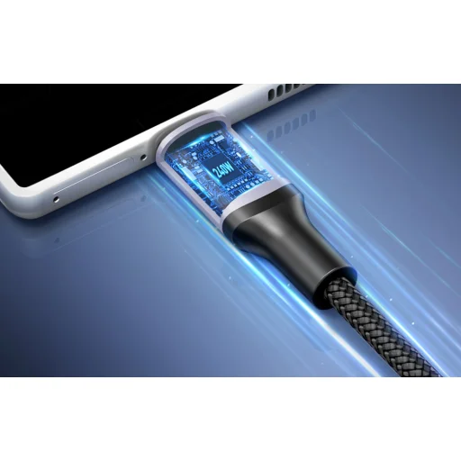 Rocoren USB-C - USB-C Retro Series 1m 240W gyorstöltő kábel (szürke) - 3