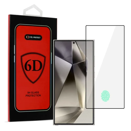 Samsung Galaxy S24 Ultra 6D Kijelzővédő 9H Üvegfólia fekete (ujjlenyomat feloldással) - 1