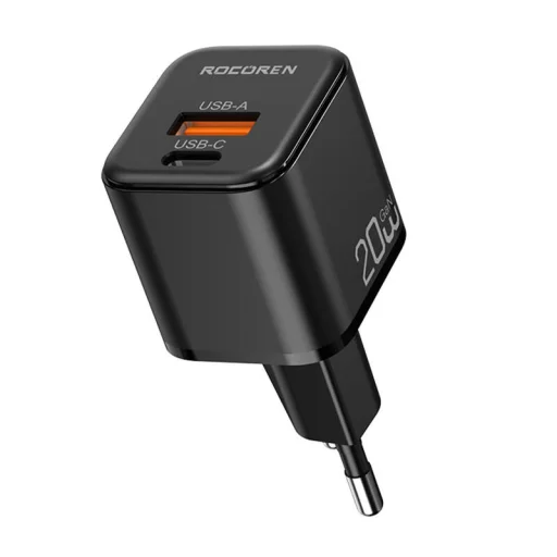 Rocoren hálózati töltő adapter MiniGaN USB-C, USB, 20W (fekete) - 2