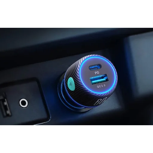  Joyroom CCN01 szivargyújtós autós töltő 1x USB-A QC3.0, 1x USB-C PD 60W (fekete) - 4