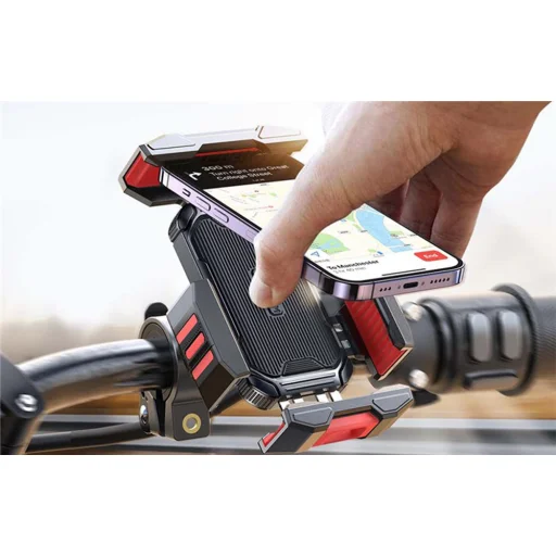 Joyroom JR-ZS265 univerzális fém biciklis és motoros telefontartó fekete-piros - 5