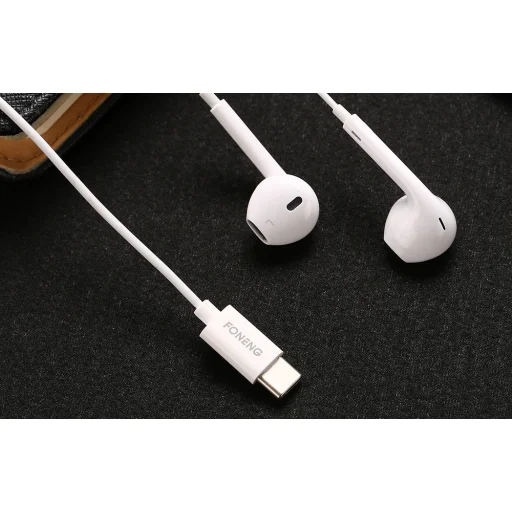 Foneng T15 vezetékes fülhallgató USB-C, 1.2 m (fehér) - 2