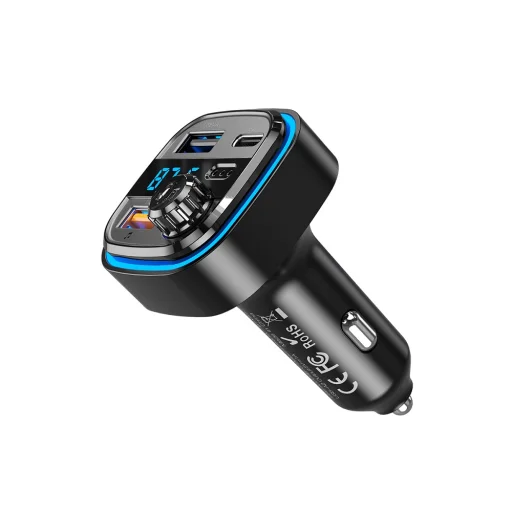 XO BCC08 szivargyújtós autós töltő / FM transmitter 2x USB-A, USB-C, MP3, Bluetooth 5.0 15W (fekete) - 3