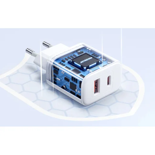 Joyroom JR-TCF05 hálózati töltő adapter USB-A QC3.0, USB-C PD 20W (fehér) - 2