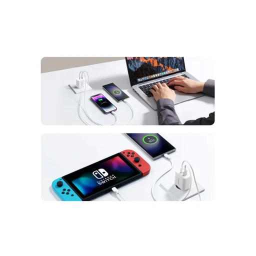 Joyroom JR-TCF05 hálózati töltő adapter USB-A QC3.0, USB-C PD 20W (fehér) - 3