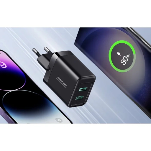 Joyroom JR-TCN01 hálózati töltő adapter 2x USB-A 2.4A fekete - 3