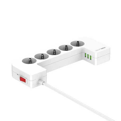 LDNIO SN5311W menedzsment hálózati elosztó doboz 5x AC (EU/US) 3x USB-A 2m - 2