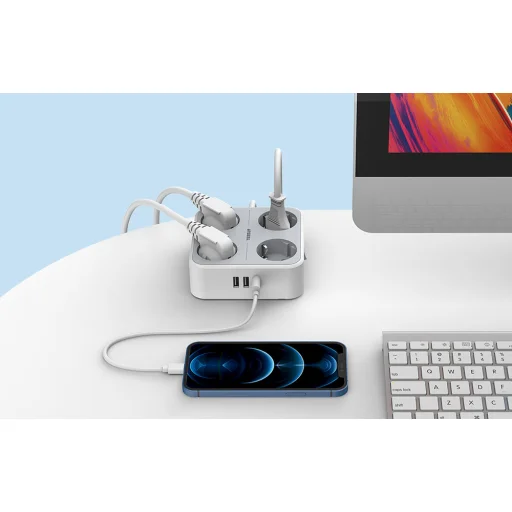 TESSAN TS-302-C-GR 4x hálózati elosztó + 2x USB-A, 1x USB-C töltő 2m - 9