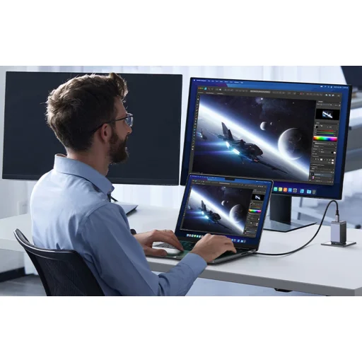 Ugreen Nexode Air 65W hálózati töltő adapter 1x USB-A + 2x USB-C (szürke) - 3