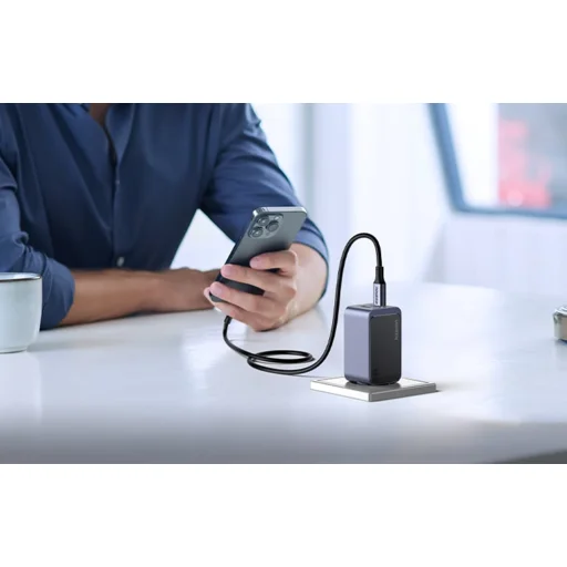 Ugreen Nexode Air 65W hálózati töltő adapter 1x USB-A + 2x USB-C (szürke) - 4