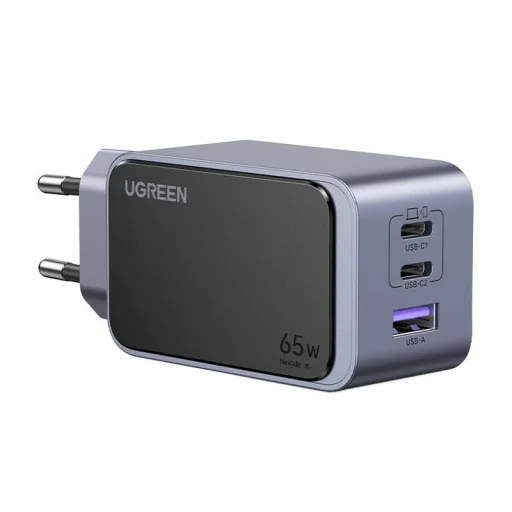 Ugreen Nexode Air 65W hálózati töltő adapter 1x USB-A + 2x USB-C (szürke) - 1