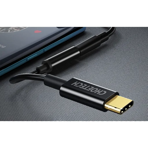 USB-C - Jack 3.5mm Audio Jack adapter Choetech AUX003 USB-C 3,5 mm-es  (fekete) DAC kábel - 3