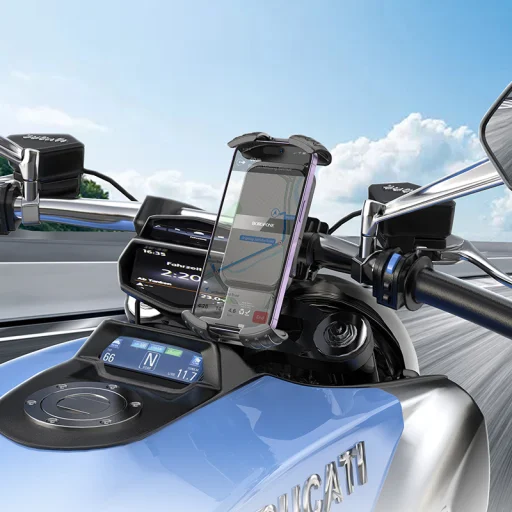 Borofone BH105 kerékpár/motorkerékpár telefontartó kormányra rögzíthető fekete - 4