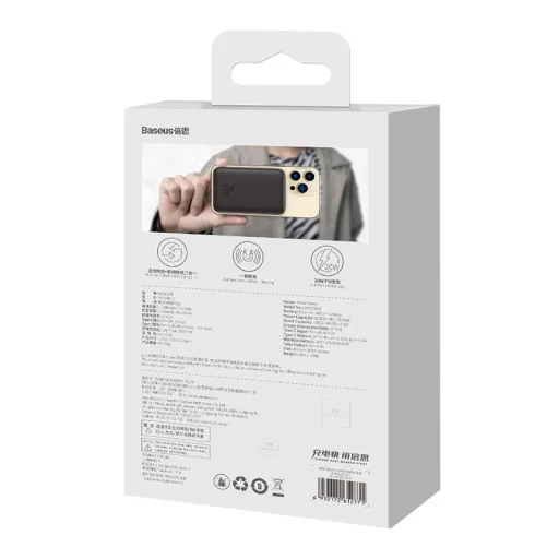 Baseus Magnetic Mini Powerbank, USB-C, 10000mAh, 20W, MagSafe (fekete) - 12
