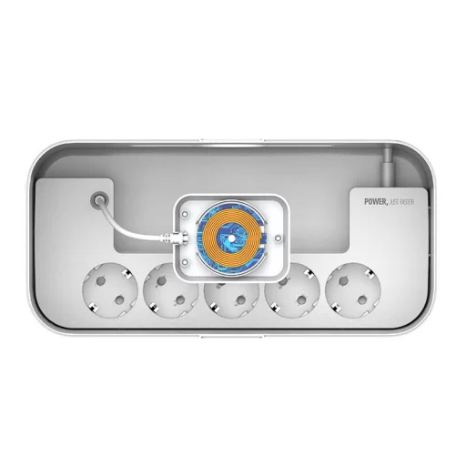 LDNIO SN5311W Management hálózati elosztó doboz vezeték nélküli töltővel 5x AC, 2x USB-A, 1x USB-C, 2m - 5